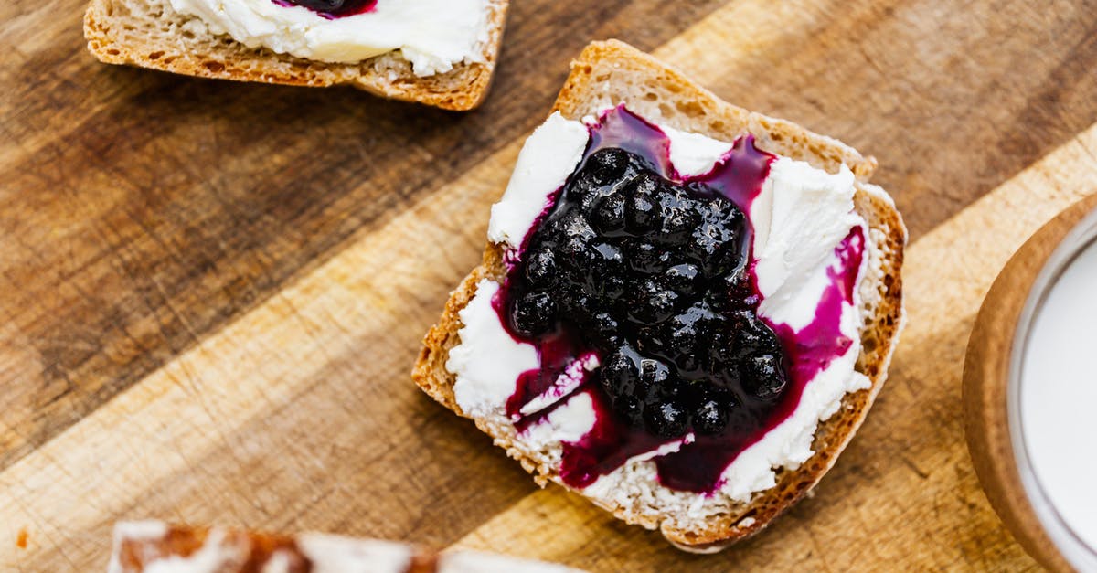 Jam and Marmalade setting - Bread with Blueberry Jam and Cream on Brown Wooden Table