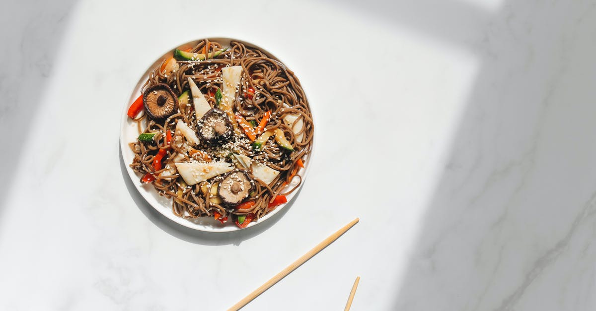 Japanese cold soba broth? - Photo of Noodle Dish on White Ceramic Plate Against White Background