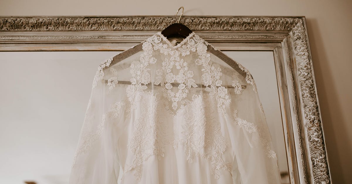 Lace cookies TOO thin? - Elegant bridal dress hanging on mirror