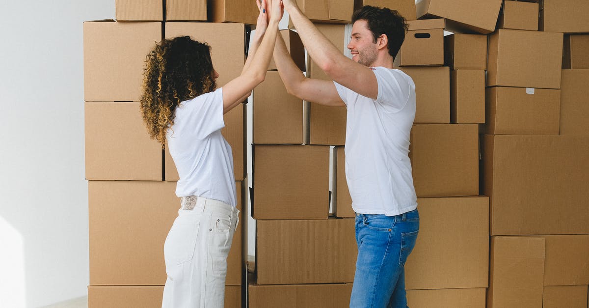 Mackerel, how to get the good stuff? - Smiling couple giving high five after moving into new house