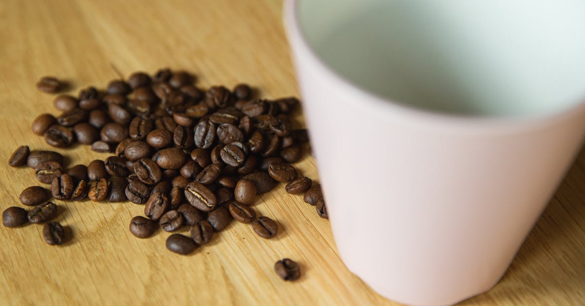 Make homemade seitan taste like commercial - From above of empty mug and coffee beans on wooden table prepared for making coffee