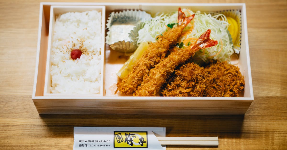 Meat alternative for tempura? - Ebi Tempura Bento on Brown Wooden Table