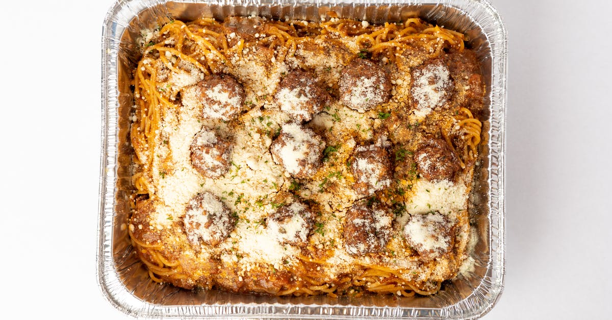 Meatballs and Spaghetti in the InstantPot separately - Spaghetti with Meatballs on Aluminum Tray