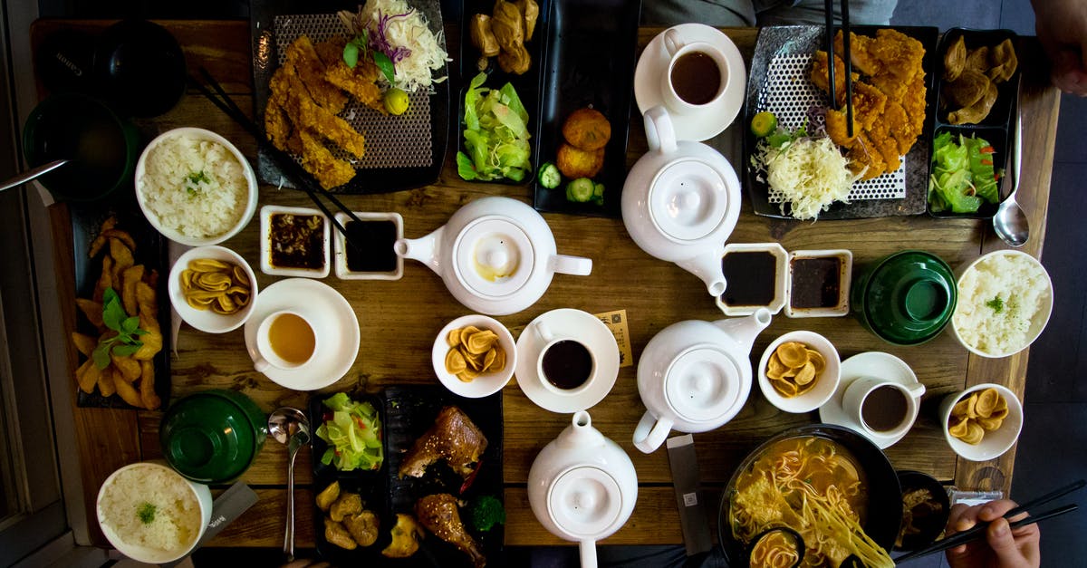 Medium sauces versus Mild! [duplicate] - Flat Lay Photo of Katsu, Tea Set, and Bowl of Ramen