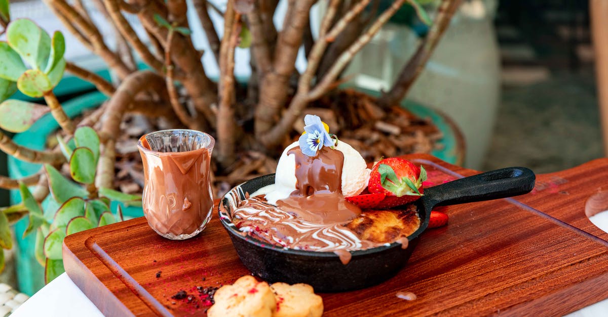 Melted biscuits [closed] - A Scoop of Ice Cream and Melted Chocolate on a Skillet 