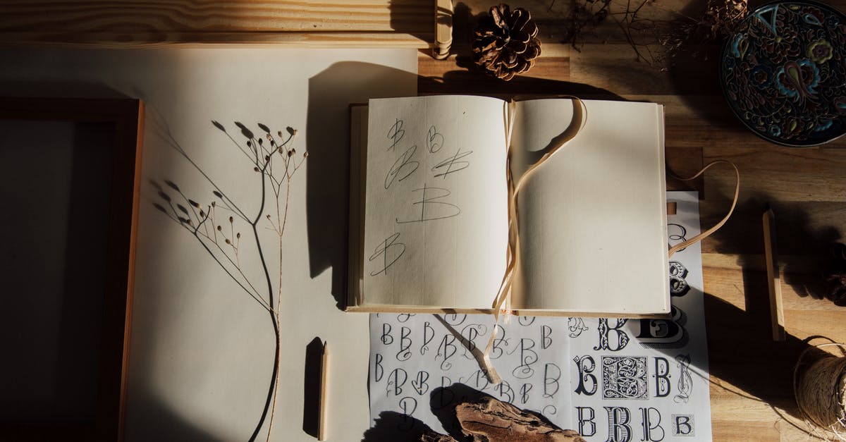 Meringue Imitation to practice decoration - Top view of opened notebook with pencil and dried flower placed on wooden table near other decorative elements illustrating handwriting practice as hobby