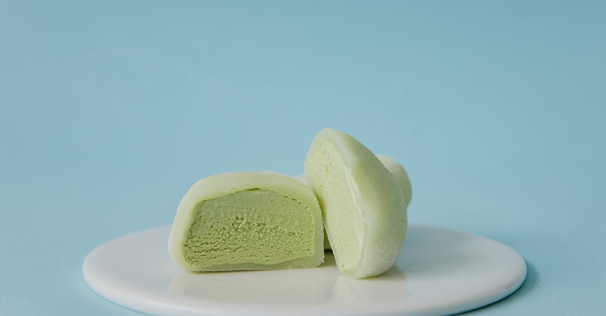 Mochi without a Mochi mixer - Sliced Green Mochi Ice Cream on White Ceramic Plate