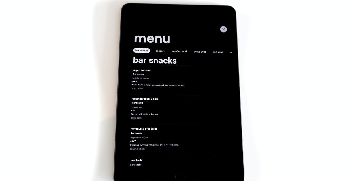 Most popular choices based on the concern of ingredients [closed] - Menu on Tablet Computer 