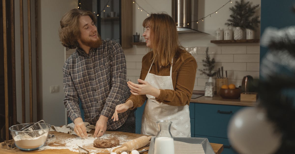 My dough is too brown - Happy Couple Standing at the Table with Flour and Dough