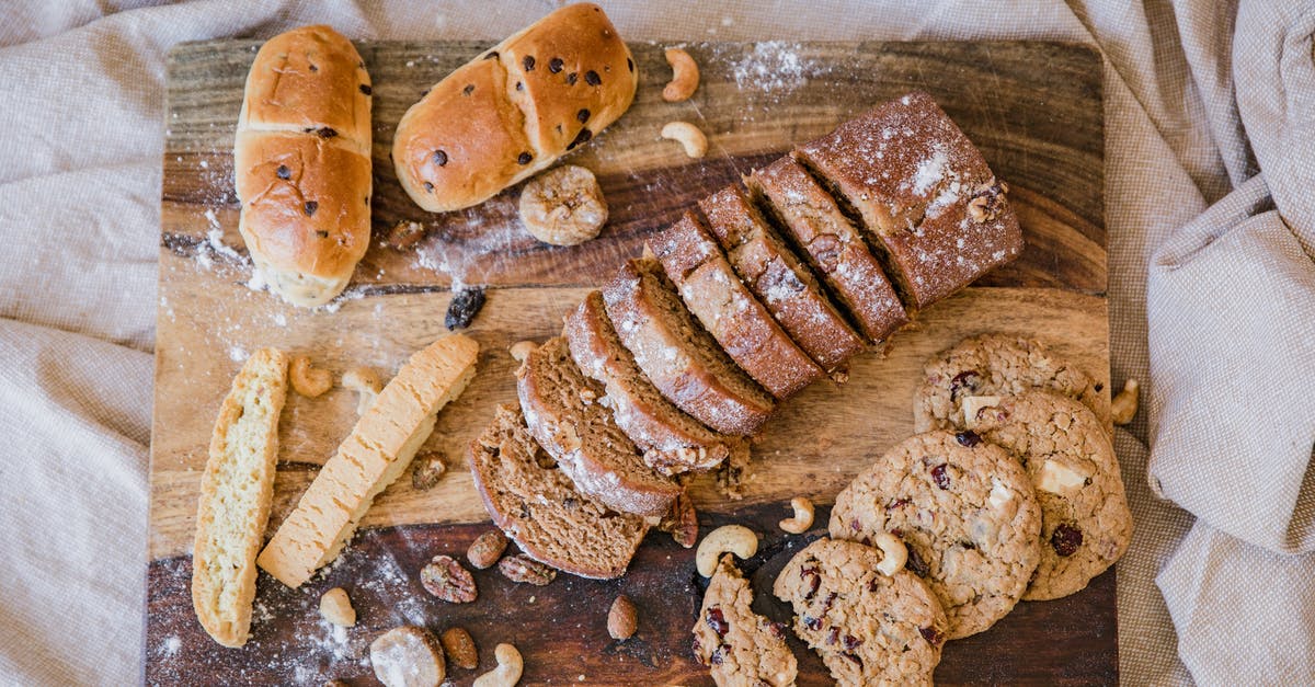 Nuts and raisins don't stick to cookies after baking - Cookies and Sliced Bread on Brown Wooden Chopping Board