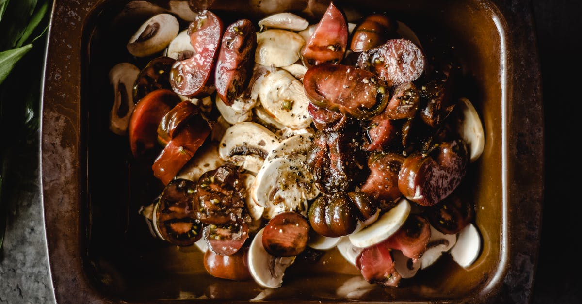 Over cooking shiitake mushrooms? - Cooked Food on Black Tray