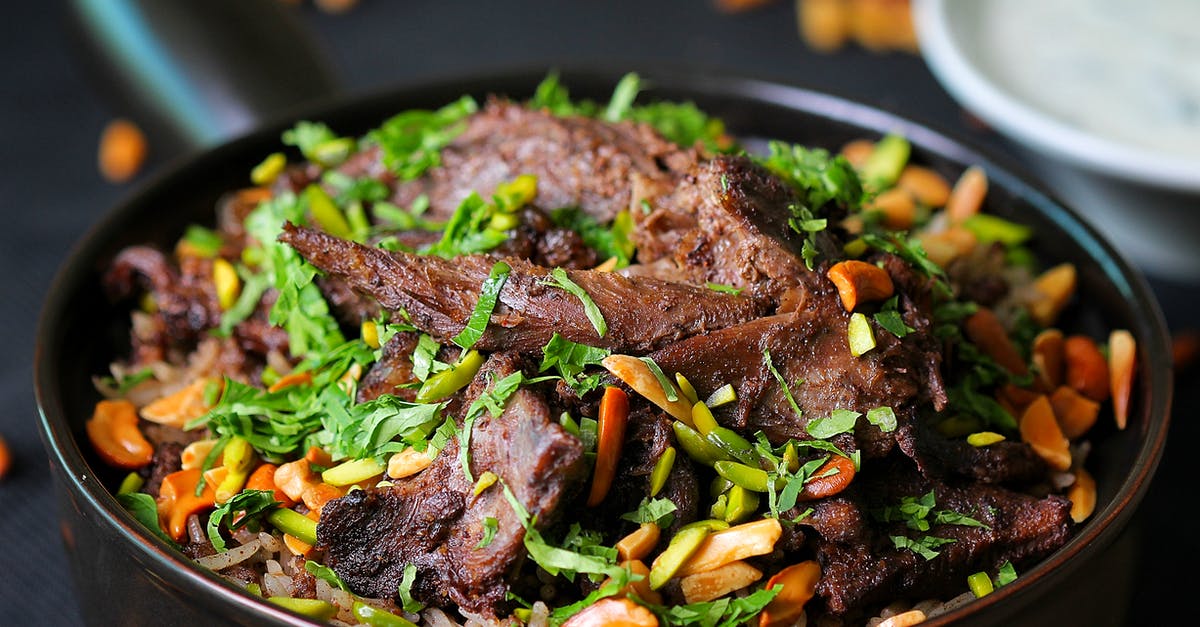 Pan reutilization techniques - Cooked Meat With Vegetable on Black Round Plate