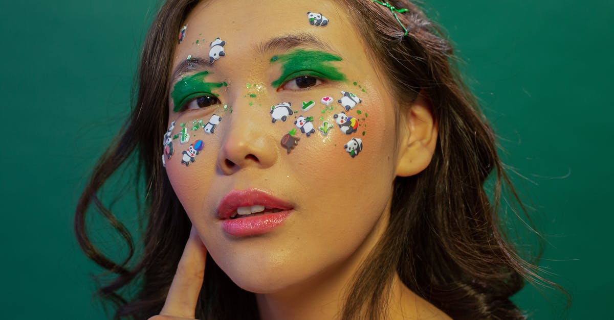 Panda Express style Chow Mein - Asian woman with stickers of panda and green paint on eyelids