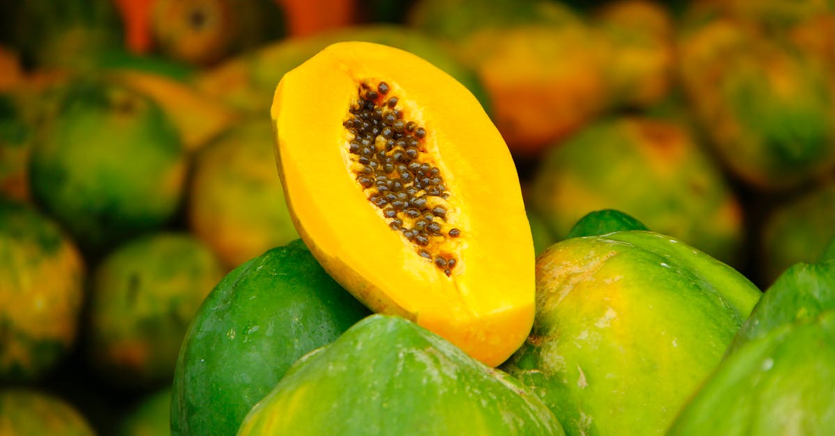 Papaya puree types - Yellow and Green Fruits in Tilt Shift Lens