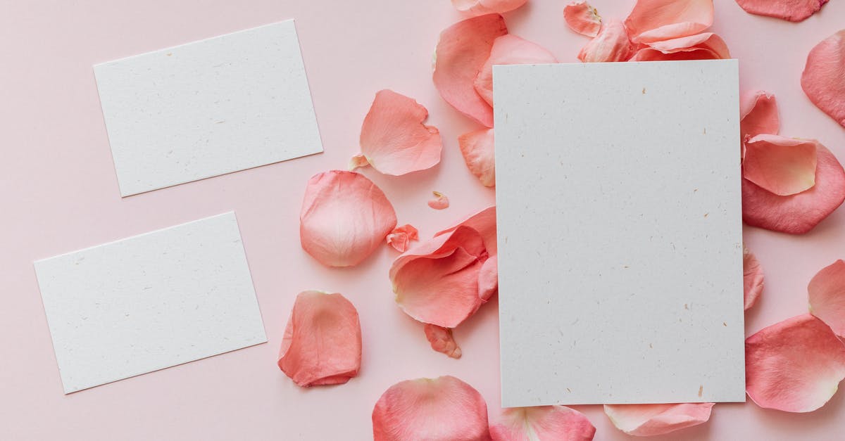 Pitas are paper thin on one side - Top view of roses petals in shape of circle under sheet of paper and two sheets of paper placed near on left side on pink surface