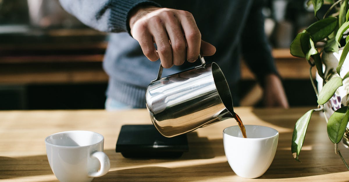 Pouring technic (coffee) - the difference between clockwise and counterclockwise pour [closed] - Person Pouring Coffee in White Ceramic Mug