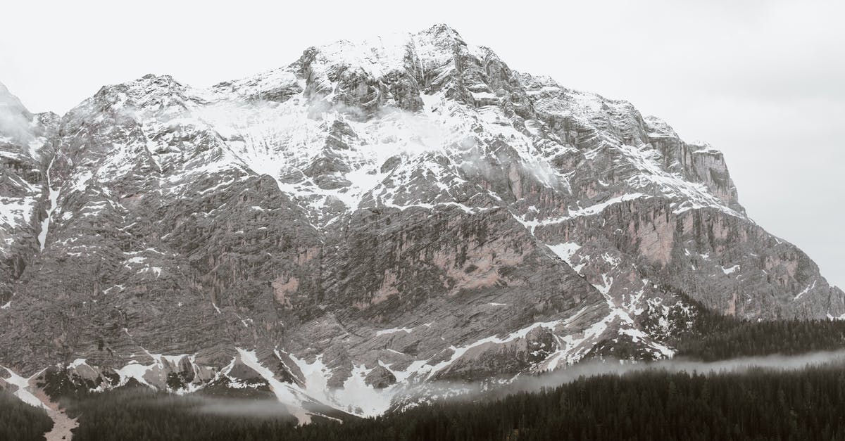 power outage/frozen meat - Mountainous valley with spruce forest on overcast day