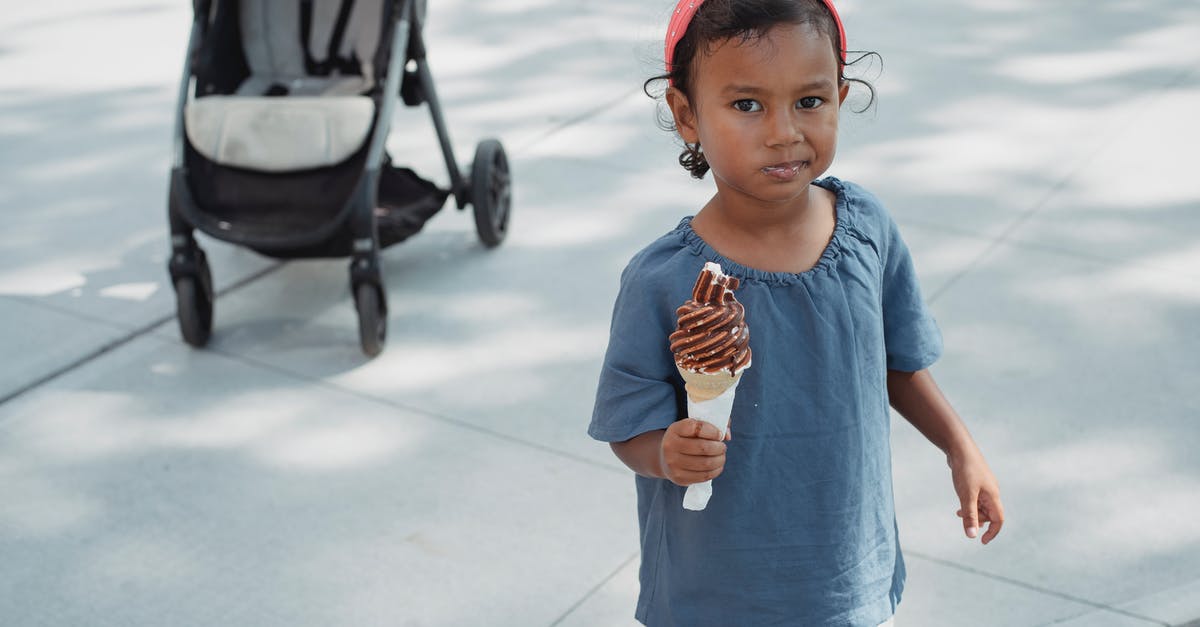 Preserving small amounts of milk - Cute Asian little girl eating chocolate sweet ice cream