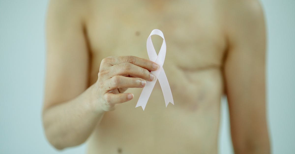 Pressure canner physics - Crop anonymous female with breast cancer showing ribbon on white background of studio