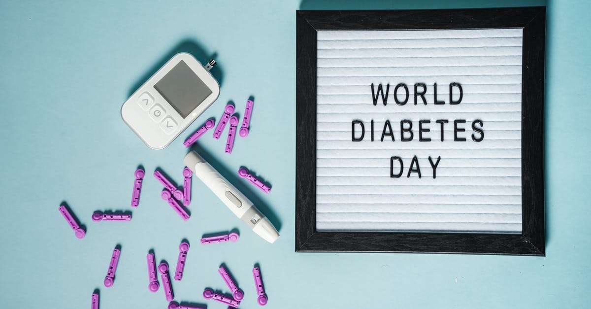 Problem with crepe batter collecting on spreader - Top view of lancets for blood glucose meter placed near glucometer and letter board with World Diabetes Day inscription