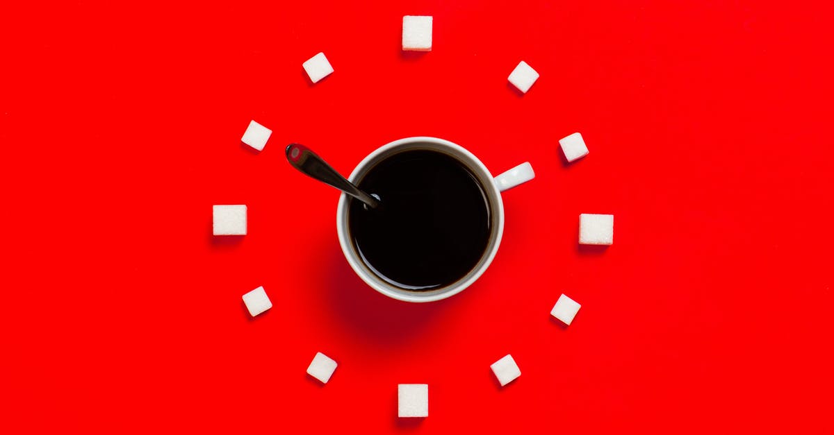 Proper way to calculate the amount of sugar in a drink - White Mug on Red Background