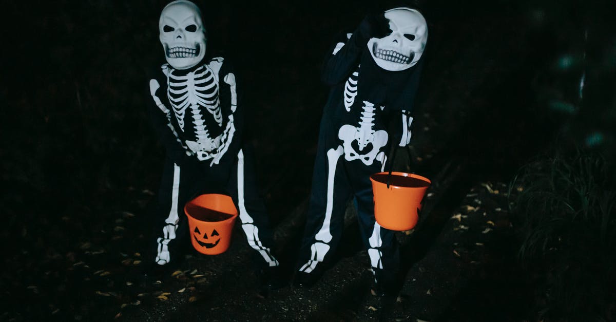 Pumpkin mousse looks grainy and slightly watery - Children in Halloween costumes in forest