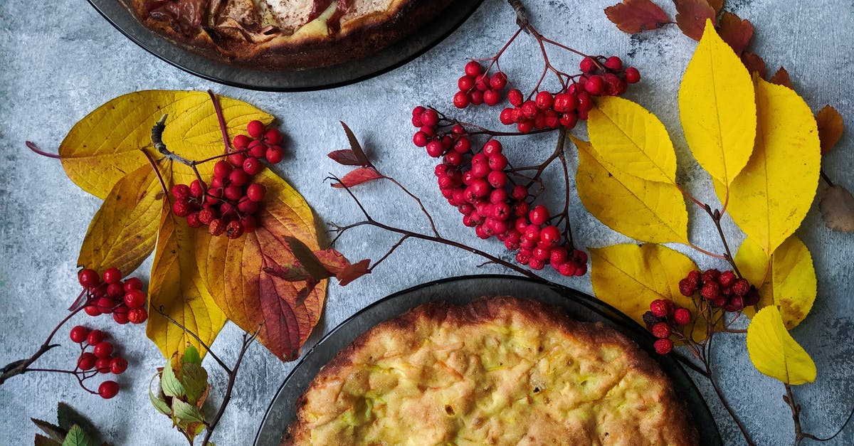 Pyrex pie plate on hearthstone - Photograph of a Pie Near Autumn Leaves