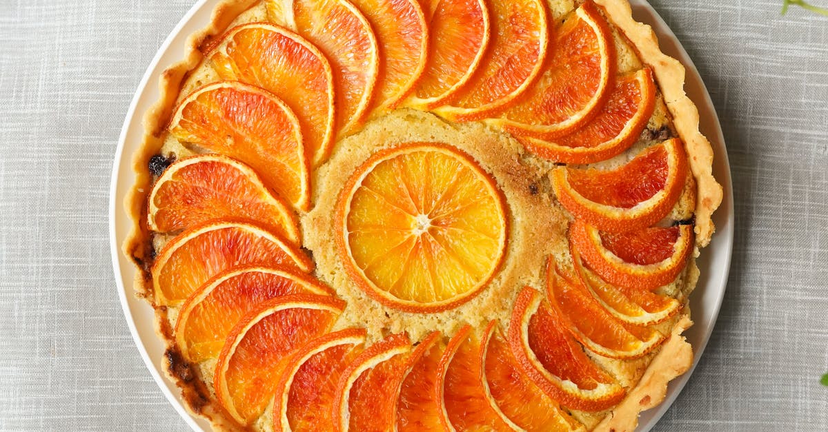 Pyrex pie plate on hearthstone - Baked Orange Pie