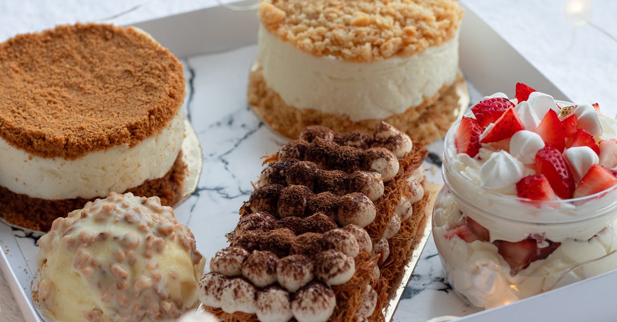 Quick tiramisu with many restrictions - Different tasty desserts on tray