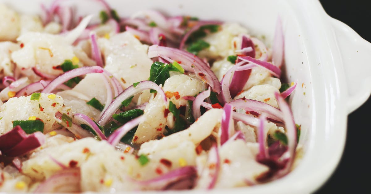 "Cooking" with acid (ceviche) - Sliced Vegetables in White Ceramic Bowl