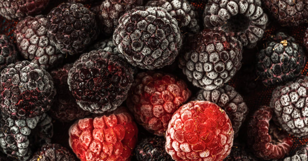 Raspberries too wet in muffin - Frozen Raspberries in Close-up Photography