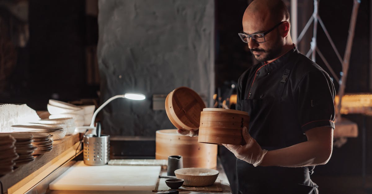 Recommend decent, sturdy steamer basket? - Man in Black Chef Uniform Holding Bamboo Steamer Basket