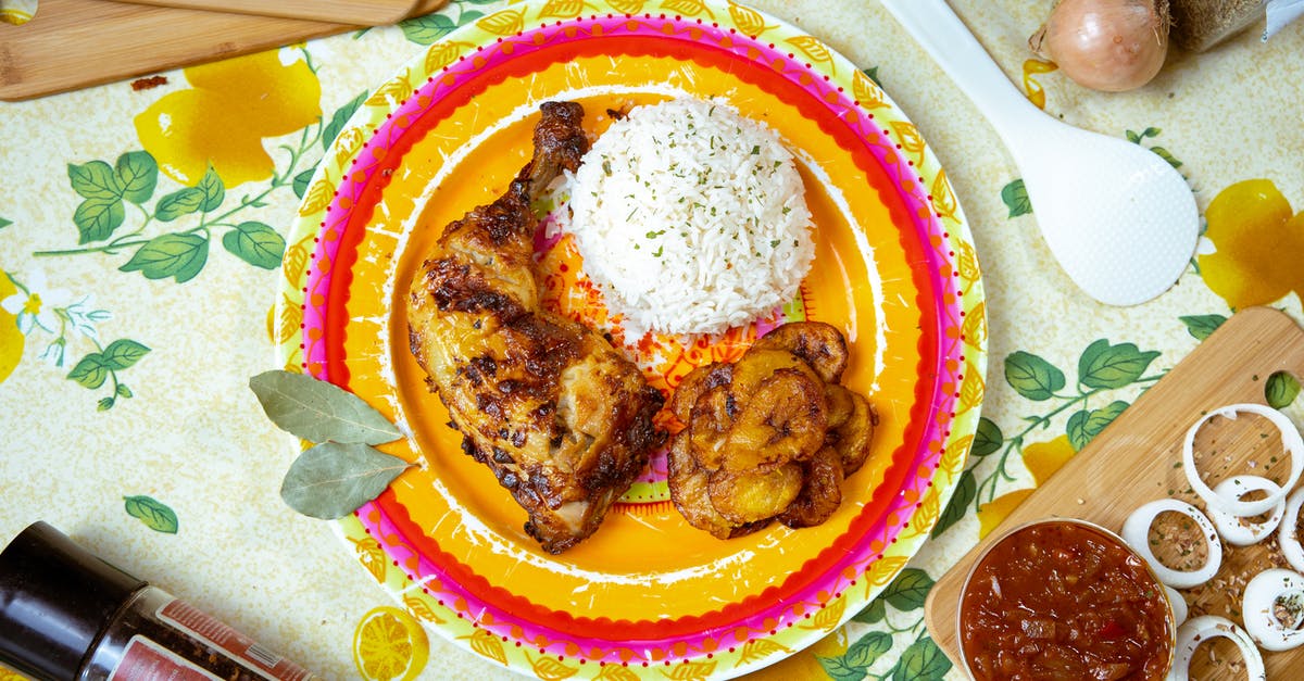 Reheat coated fried chicken (salt and pepper chicken) - Cooked Food on White and Blue Round Plate