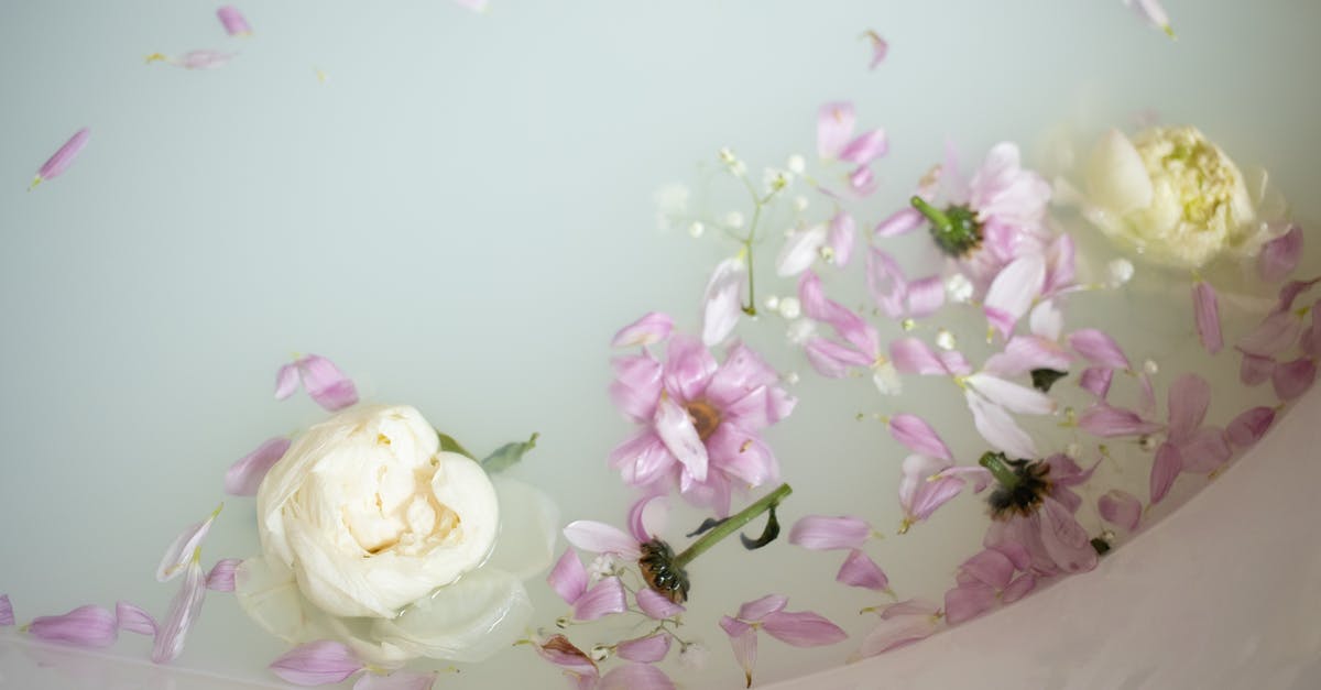 re-hydrate dried and salted cod with water and milk - Milk bath with flower petals in bathroom