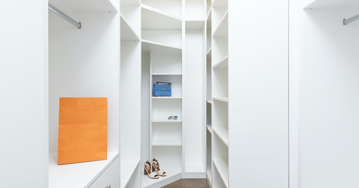 re:salad dressing shelf storage [duplicate] - Perspective of white dressing room with rows of shelves and metal railings in modern design