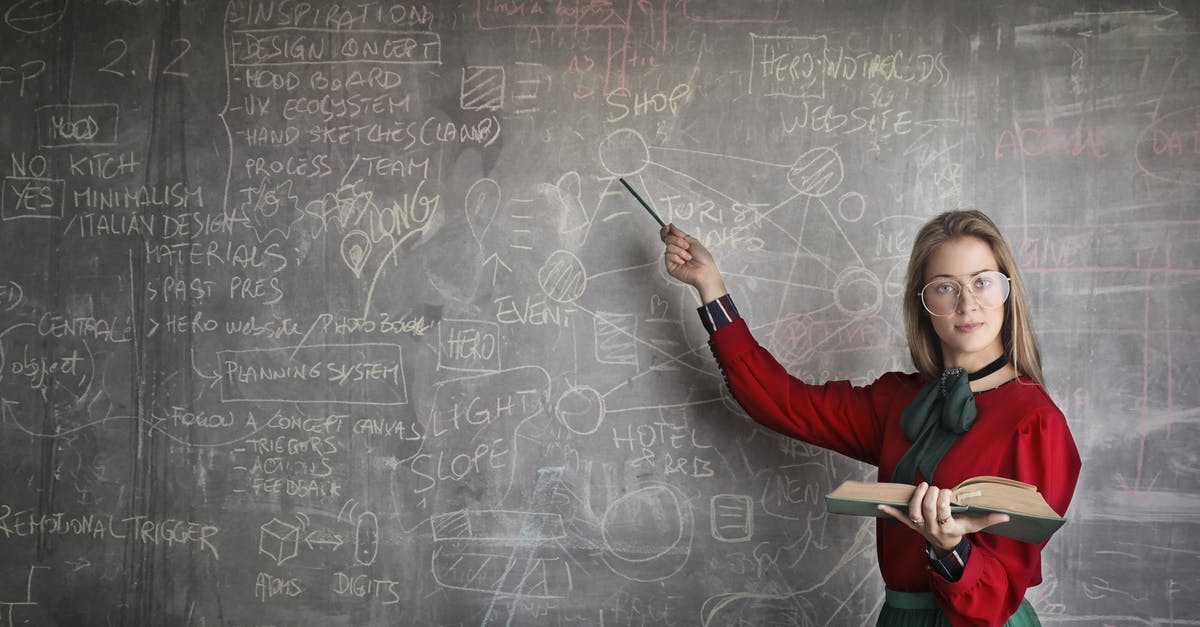 Resources that explain the science of cooking? - Serious female teacher wearing old fashioned dress and eyeglasses standing with book while pointing at chalkboard with schemes and looking at camera