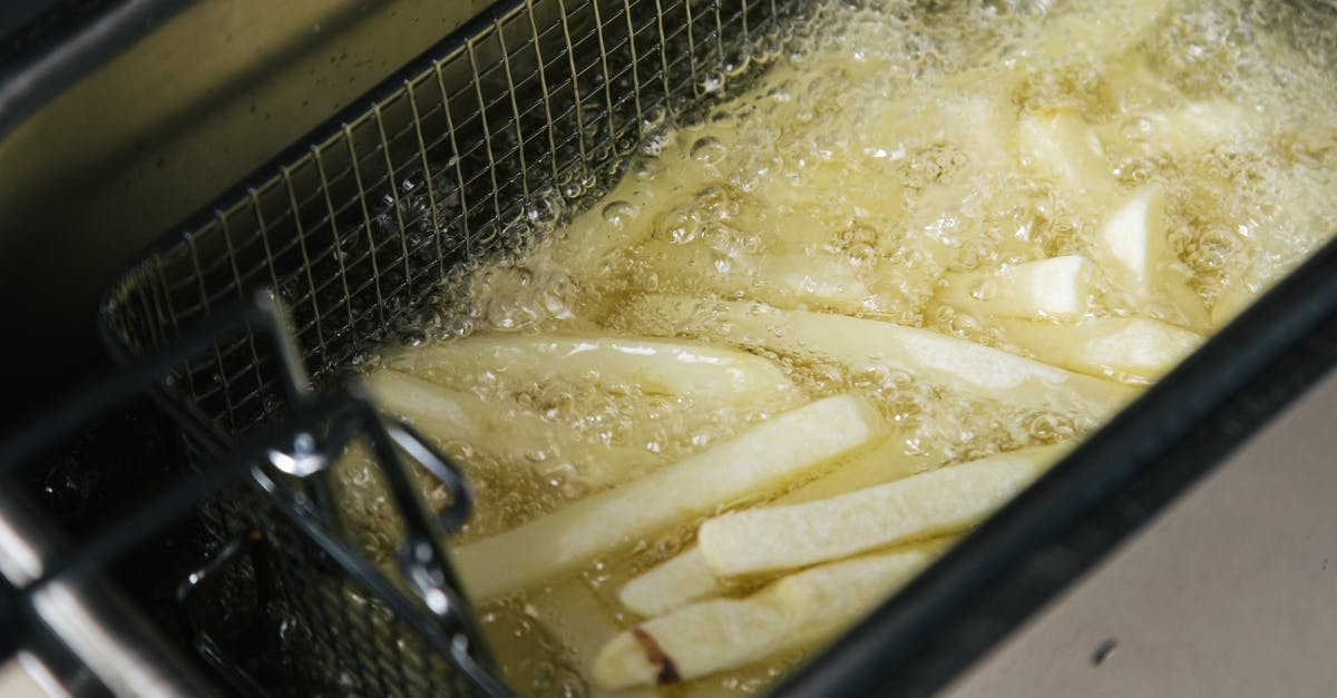 Reusage of deep frying oil and flour coated vegetables - Photograph of French Fries Being Deep Fried