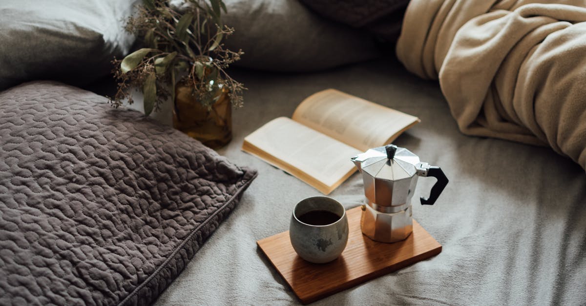 Room temperature "rest" for fresh mayo? - From above of cup of hot coffee with pot on wooden tray near open book and dry plant in cozy bed