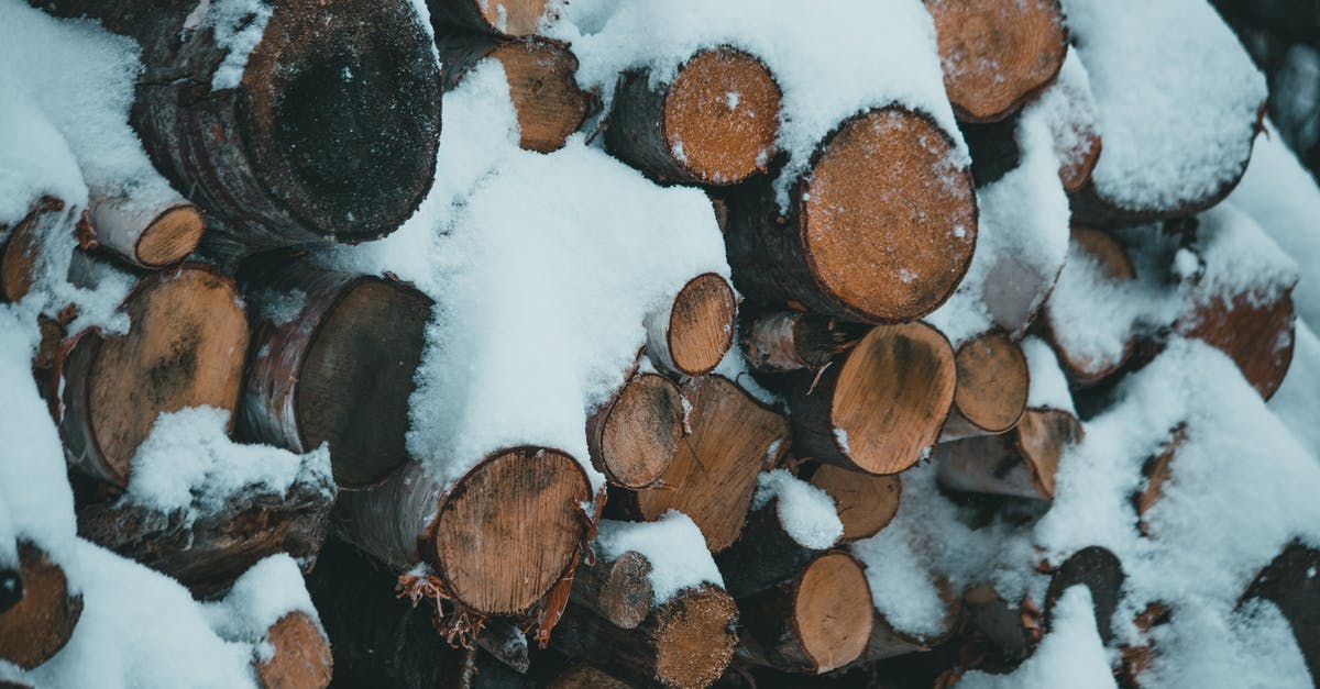 Rough guidelines for oven temperatures - Pile of firewood covered with snow