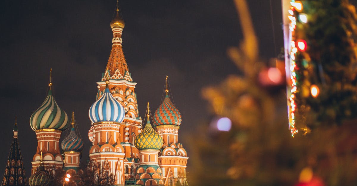 Russian Vobla - ratio for the brine? - Famous Cathedral of Vasily Blessed on Red Square against dark cloudy evening sky during Christmas holidays in Russian Federation