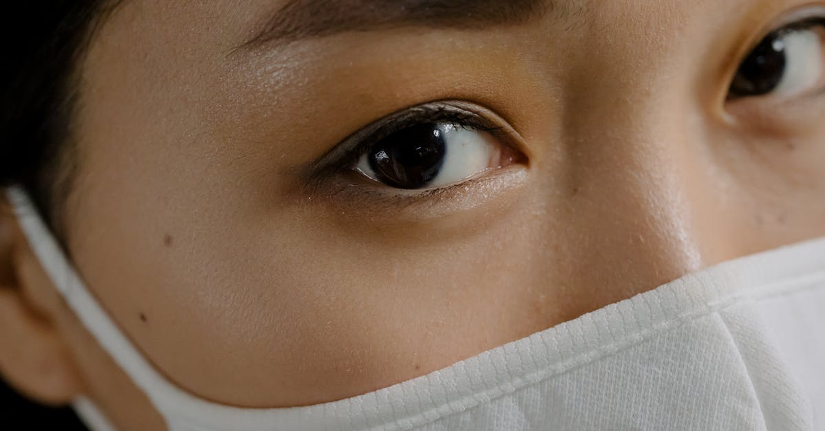 Safe to put honeycomb in tea? - Crop woman with brown eyes in mask