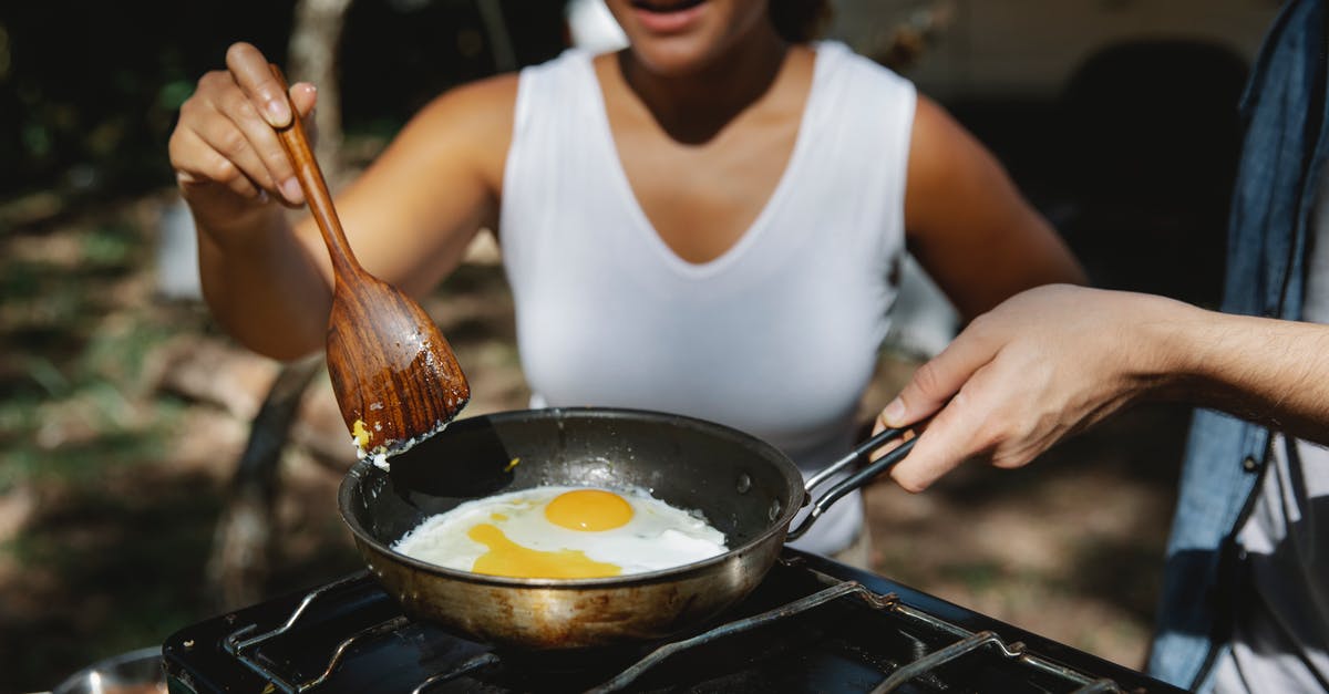 Should I be able use a metal wok spatula on a seasoned wok? - Crop diverse couple cooking eggs on skillet