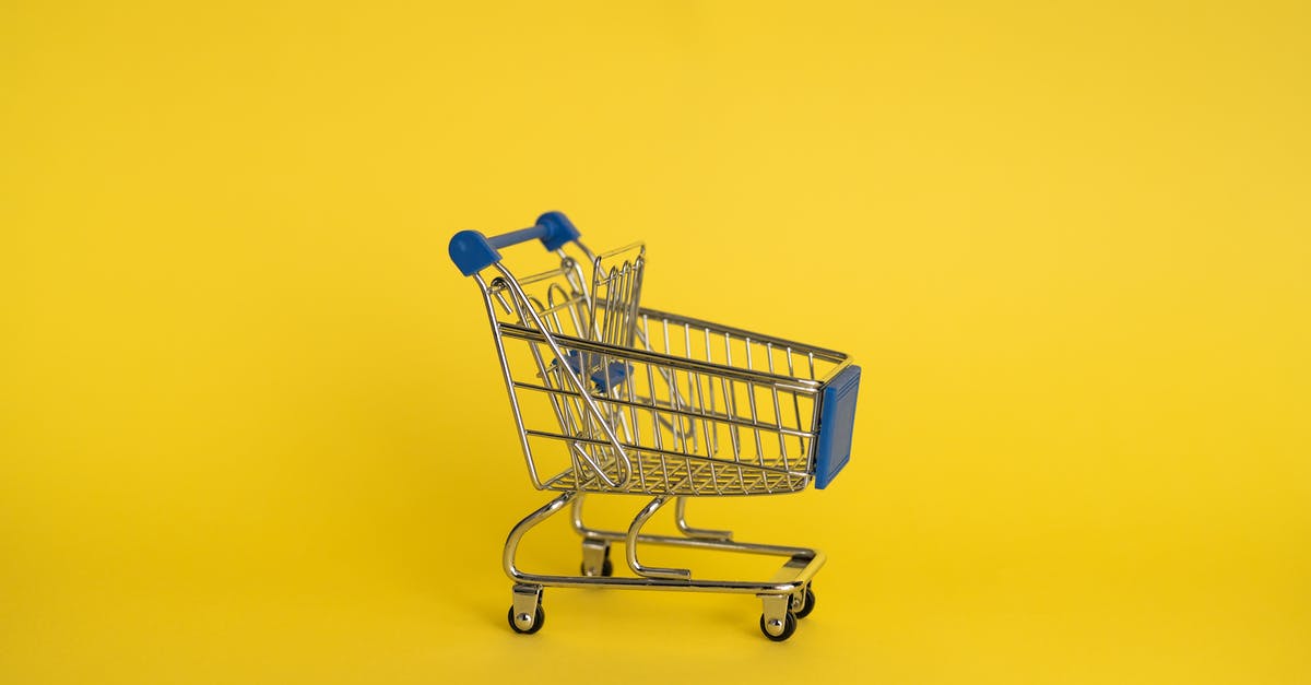 Should I buy steel or ceramic knives? - Isolated shining metal shopping trolley without anything located separately on yellow background