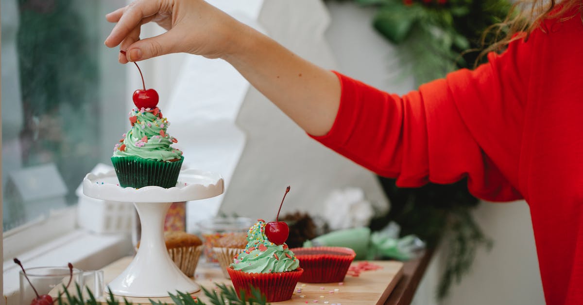 Should I thaw cherries for a sour cream cherry pie? - Woman making Christmas cupcakes with berries