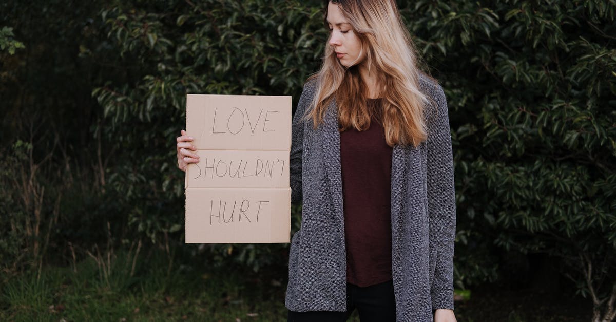 Should I worry about these green lentils? - Female demonstrating cardboard with words against abuse