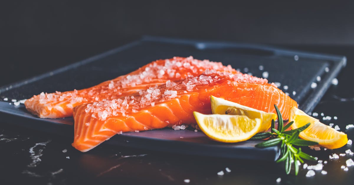 Size of pieces of fish for baking - Raw Salmon and Lemon Wedges