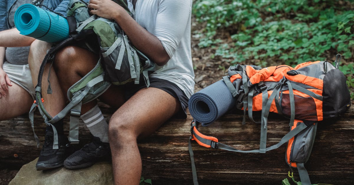 Spice Mixture for a Hiking Trip [closed] - Faceless hikers checking big rucksack in forest