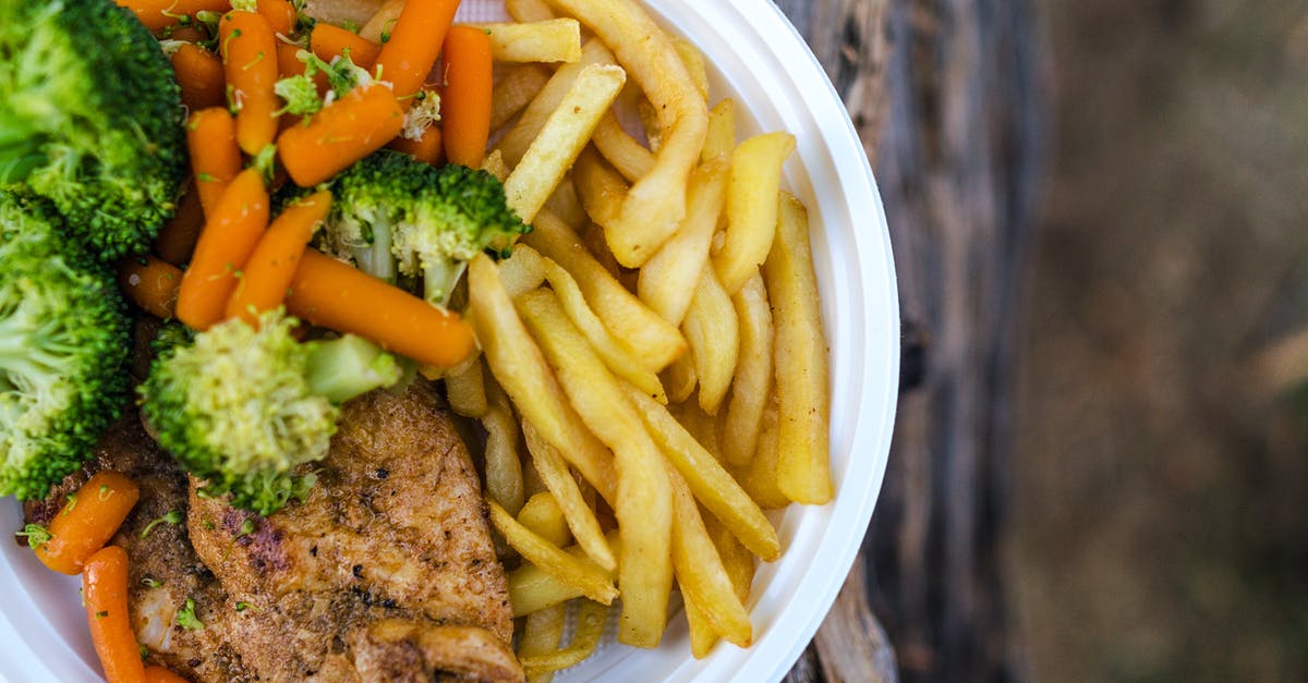 Storing cooked potatoes in the fridge - Sliced Meat With Vegetables and Potato Fries