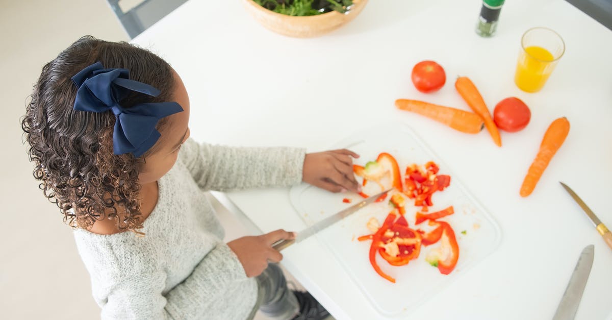 Storing knives in knife sheaths - Girl Slicing Bell Peppers