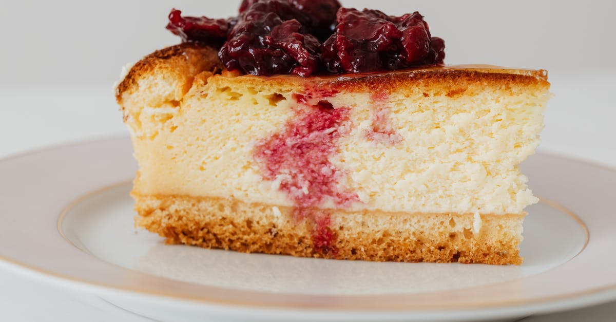 Substitute maple syrup with regular syrup for baking? [closed] - Closeup of yummy berry cheesecake piece placed on plate against white background